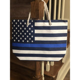 Thin Red/Blue Line Flag Beach Bag