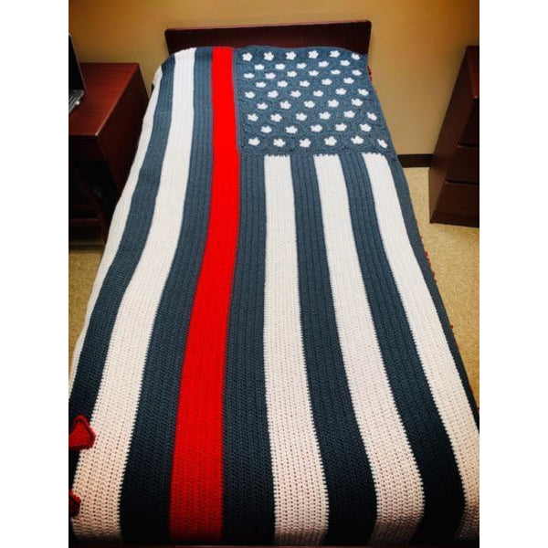 Red white and blue crochet online blanket