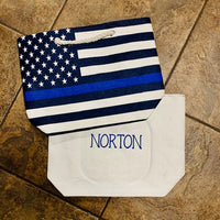 Thin Red/Blue Line Flag Beach Bag