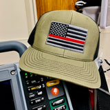 Subduded Thin Red Line or Thin Blue Line SnapBack Trucker