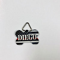 Thin Red/Blue/White Line Flag Pet ID Tags