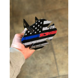 Powder Coated Thin Red/Blue Line Maltese Cross Receiver Hitch