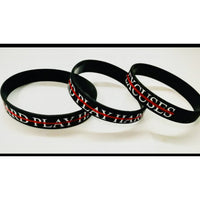 No Excuses Thin Red Line Silicone Bracelet