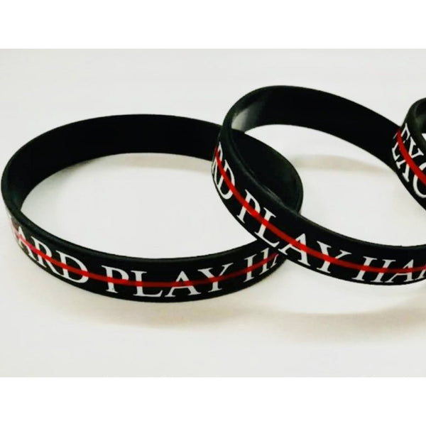 Work Hard Play Hard Thin Red Line Silicone Bracelet