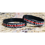No Excuses Thin Red Line Silicone Bracelet