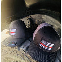 Thin Red OR Blue Line Flag Patch SnapBack Trucker