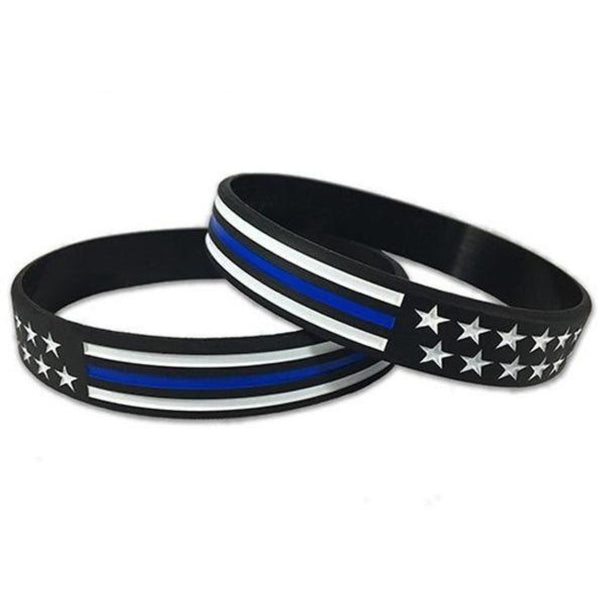 Thin Blue Line Flag Silicone Bracelet