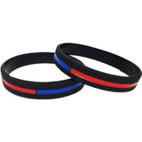 Thin Red Blue Combo Line Silicone Bracelet