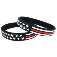Thin Red Line Flag Silicone Bracelet
