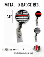 Thin Line Flag/Solid Metal Retractable ID Holder