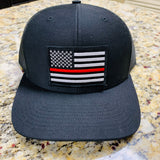 Thin Red OR Blue Line Flag Patch SnapBack Trucker