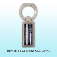 Thin Red/Blue Line Flag Ring Phone Stand