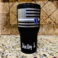 Matte Black Thin White Line with SOL Personalized