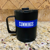 Coffee Cup Matte Black Thin Blue Line Personalized