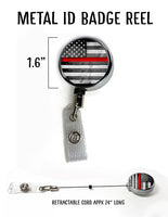 Thin Line Flag/Solid Metal Retractable ID Holder