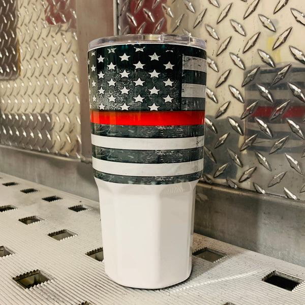 Distressed Thin Red Line Stainless Steel Cup