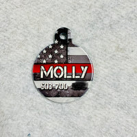 Thin Red/Blue/White Line Flag Pet ID Tags