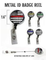 Thin Line Flag/Solid Metal Retractable ID Holder