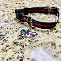 Thin Red/Blue/White Line Flag Pet ID Tags