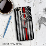 Thin Red/Blue Line Flag Ring Phone Stand