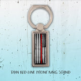 Thin Red/Blue Line Flag Ring Phone Stand