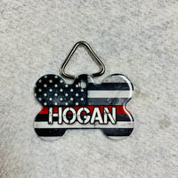 Thin Red/Blue/White Line Flag Pet ID Tags