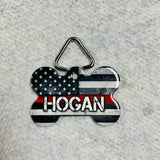Thin Red/Blue/White Line Flag Pet ID Tags