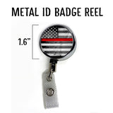 Thin Line Flag/Solid Metal Retractable ID Holder