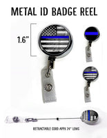 Thin Line Flag/Solid Metal Retractable ID Holder