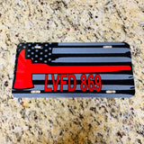 Thin Red Line Axe Personalized License Plate