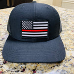 Thin Red OR Blue Line Flag Patch SnapBack Trucker