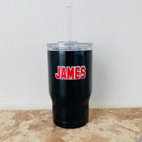 Kids Matte Black Ambulance Personalized Stainless Steel Cup