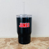 Kids Matte Black Ambulance Personalized Stainless Steel Cup