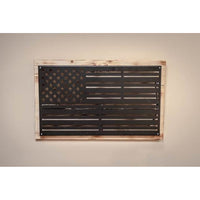 Custom Metal Thin Blue Line Flag On Distressed Wood