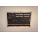 Custom Metal Thin Red Line Led Lighted Flag On Distressed Wood