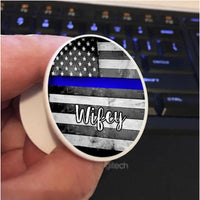 Socket Pop Up Thin Red or Blue Line Flag Wifey/Girlfriend/Daughter/Fiance