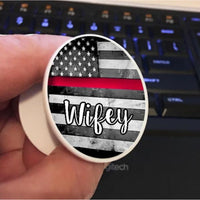 Socket Pop Up Thin Red or Blue Line Flag Wifey/Girlfriend/Daughter/Fiance